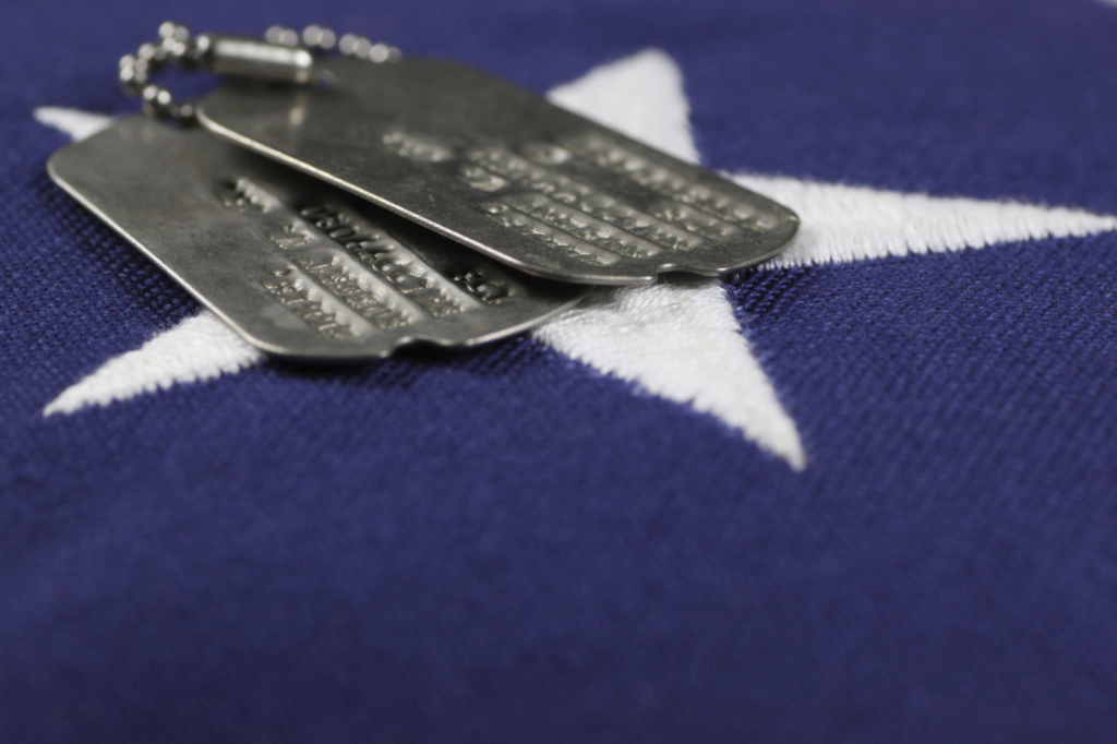 Dog Tags on American Flag