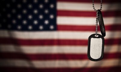 American Flag with Dog Tags