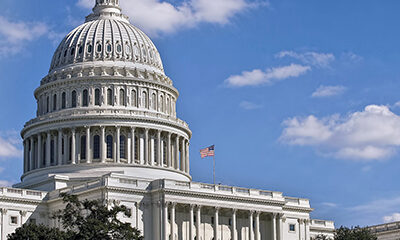 Wide Shot of Capitol Building and American Flag
