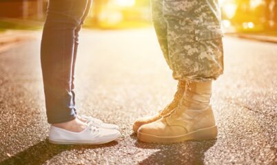 Soldier facing Woman after Tour of Duty