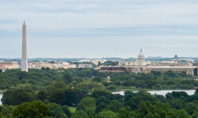 Landscape shot with Washington Monument and Capitol Building