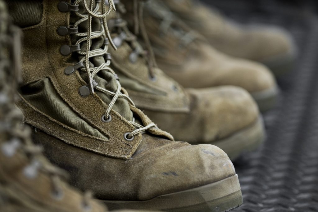 Close up of Veteran's Boots on the Ground