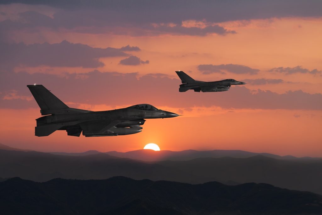 Air Force Jets Flying in the Sunset