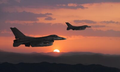Air Force Jets Flying in the Sunset