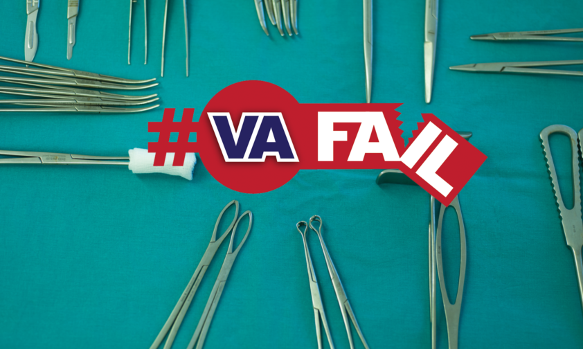 VA Fail Graphic with surgical tools