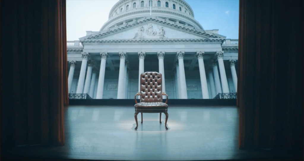 Empty Chair in front of Capitol Building