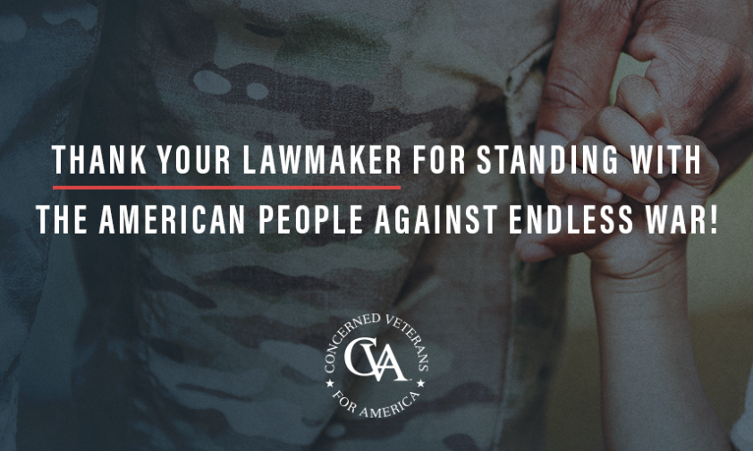 Graphic: Thank Your Lawmaker for Standing with the American People Against Endless Wars