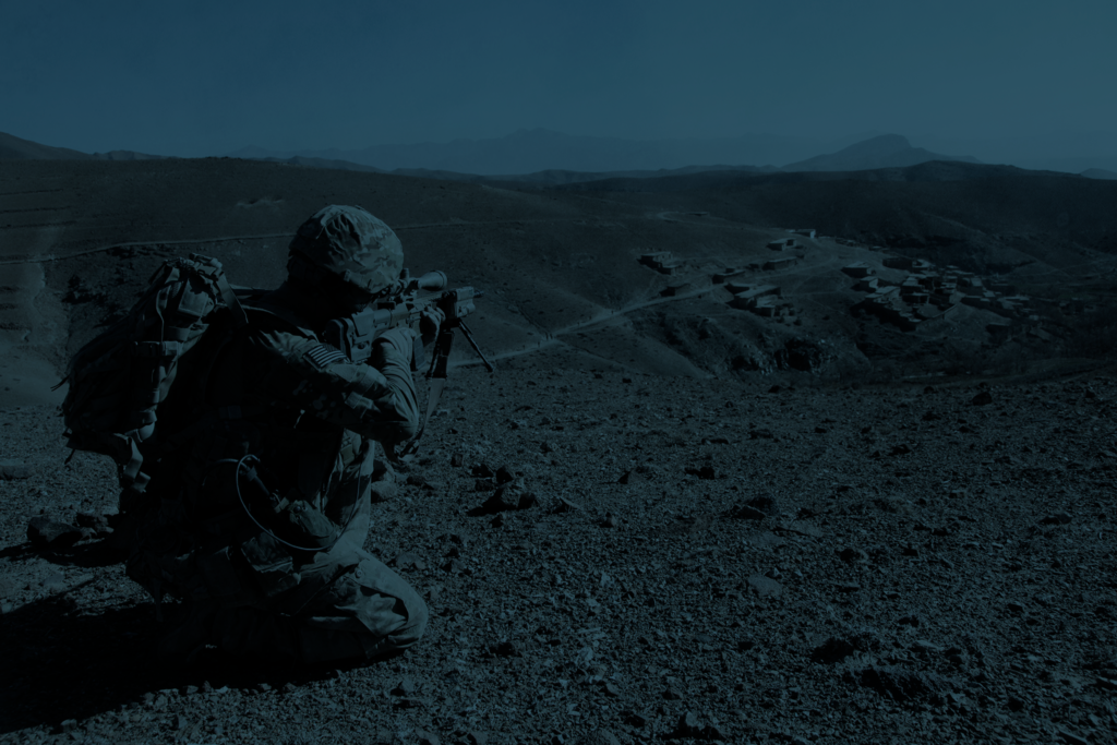 American Soldiers aiming at Desert Road