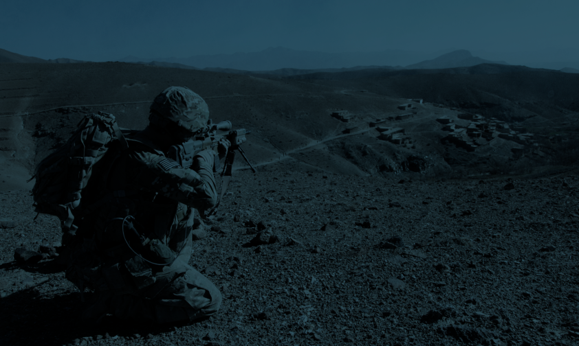 American Soldiers aiming at Desert Road