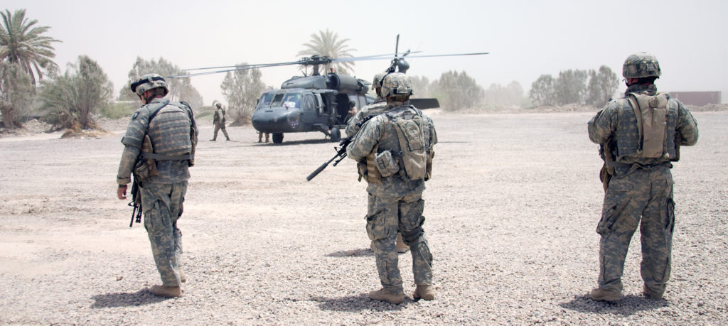 Soldiers Protecting Helicopter