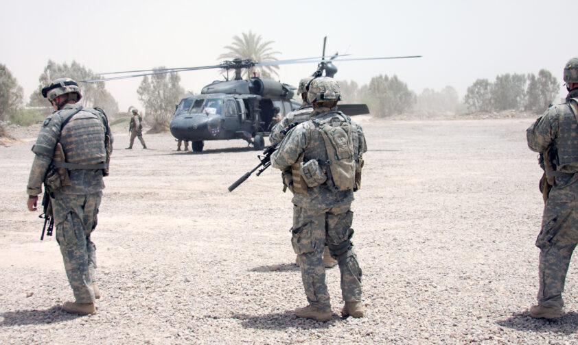Soldiers Protecting Helicopter