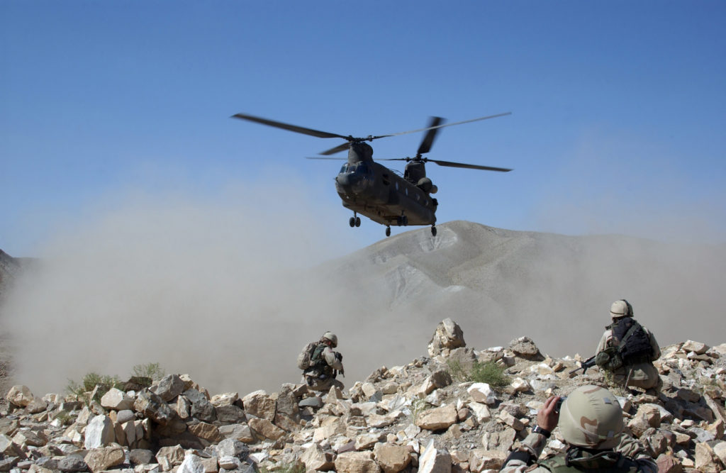 Helicopter Dustoff with American Soldiers on LZ