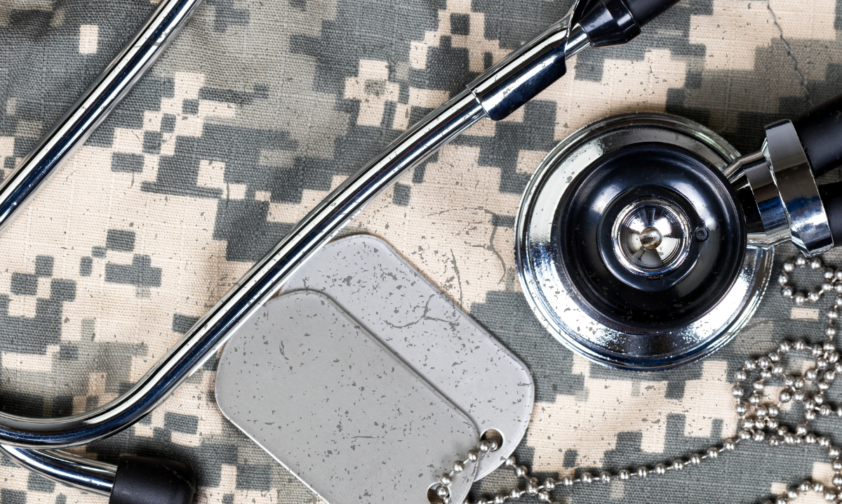 Stethoscope and dog tags