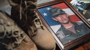 Boots and photo of a veteran