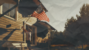 American Flag on a Cabin